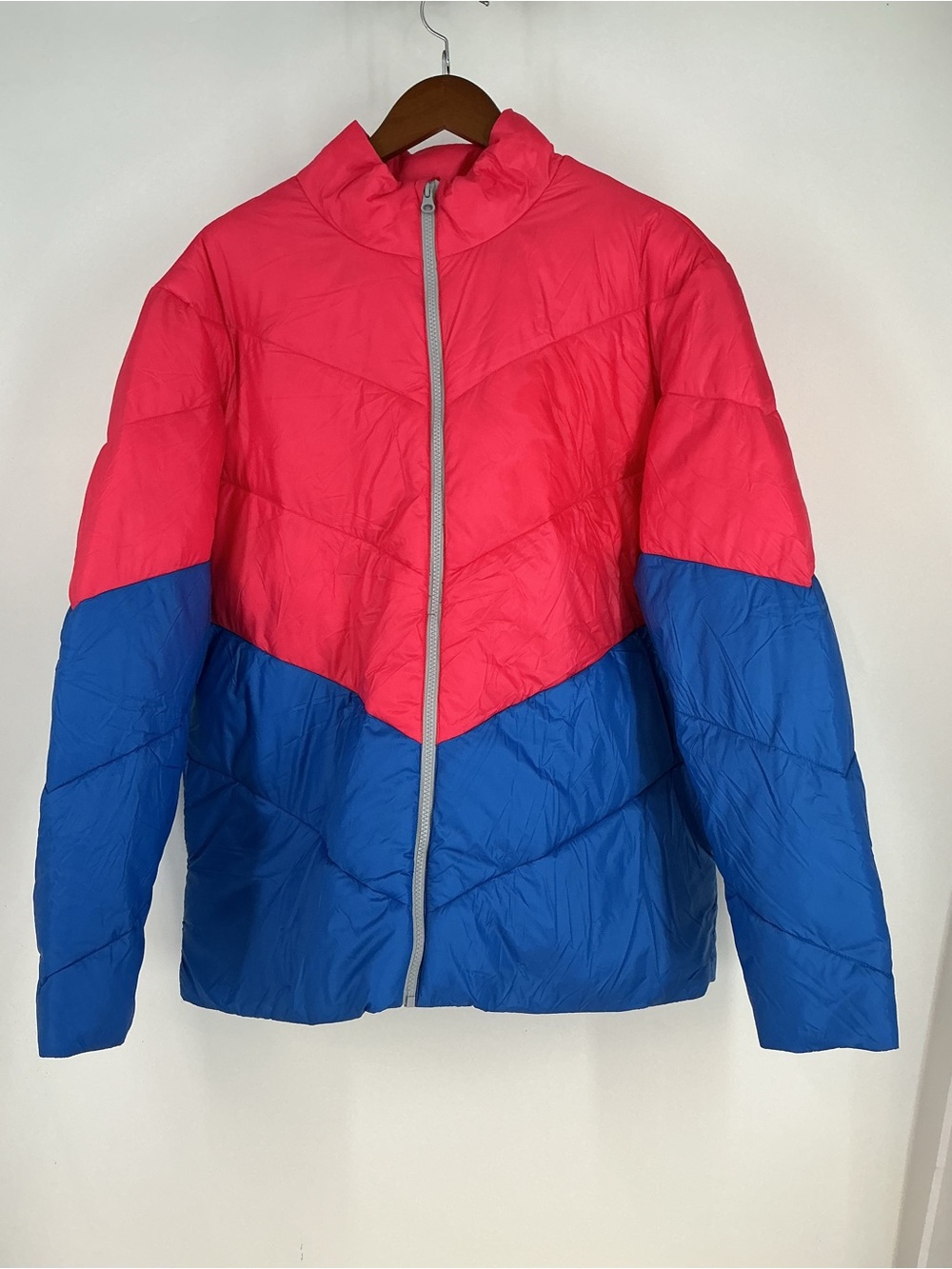 chubbies Pink and Blue Colorblock Puffer Jacket Size XL